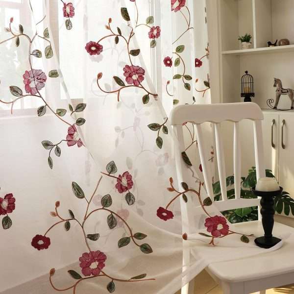 Beautiful embroidered curtains requiring proper care